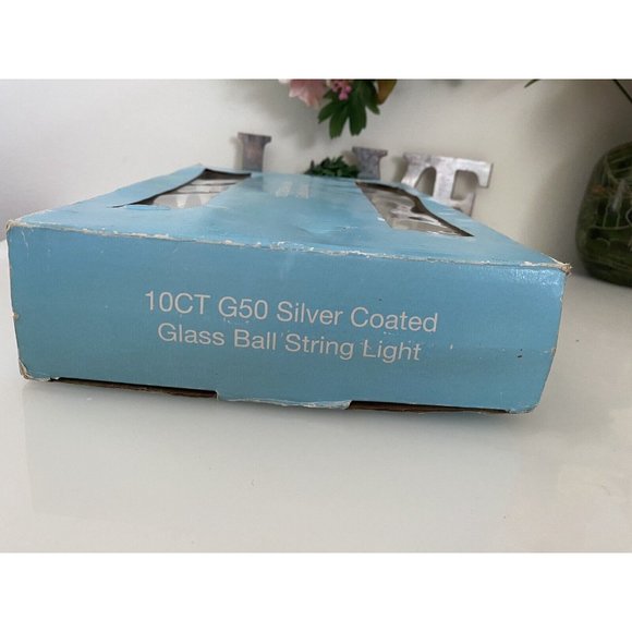 10Ct G Silver Coated Mercury Glass Type Ball String‎ Lights Indoor Outdoor New - Picture 13 of 16